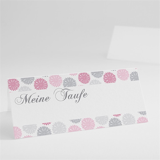 Tischkarte Taufe Blumen Feuerwerk