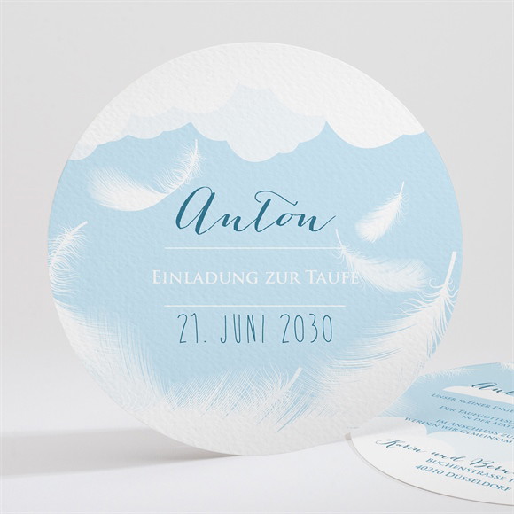 Einladung Taufe Zarte Federn ref.N32161