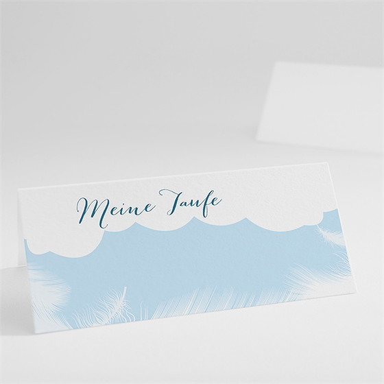 Tischkarte Taufe Zarte Federn