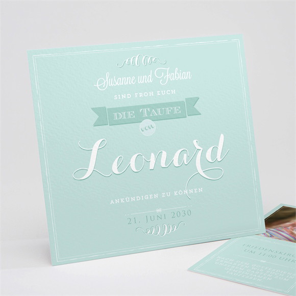 Einladung Taufe Grüne Kalligrafie ref.N311126