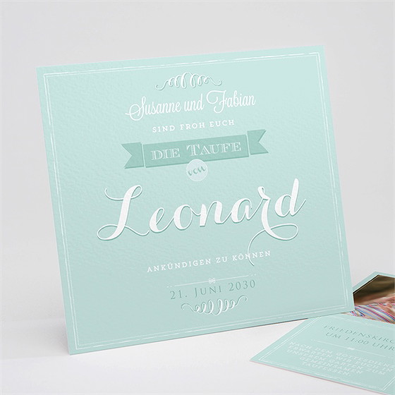 Einladung Taufe Grüne Kalligrafie