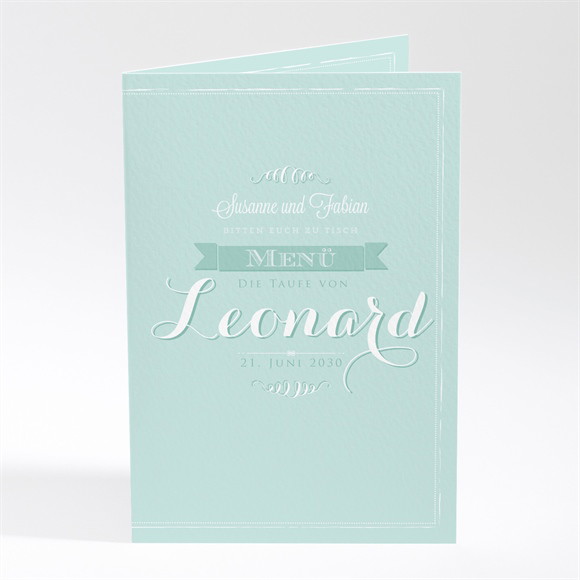 Menükarte Taufe Grüne Kalligrafie ref.N401456