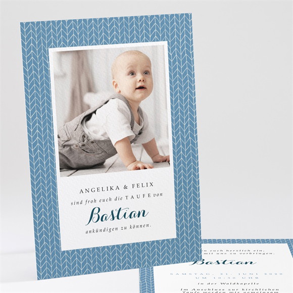 Einladung Taufe Blaues Muster ref.N24184