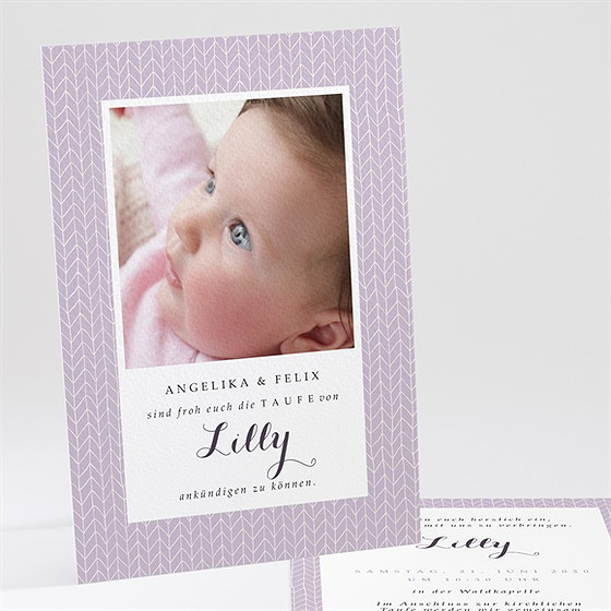 Einladung Taufe Rosa Muster