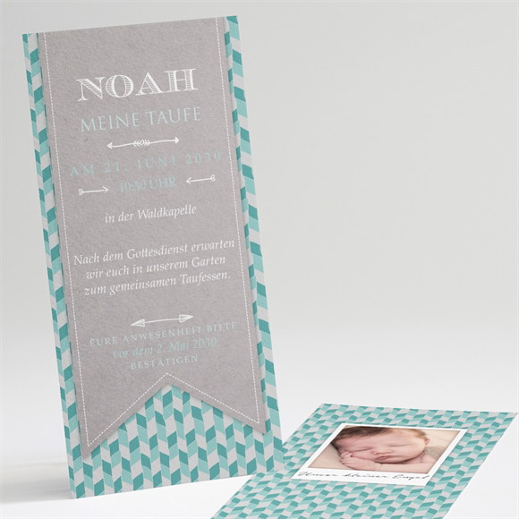 Einladung Taufe Blaue Mosaik ref.N22127