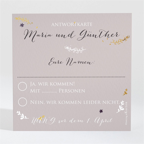 Antwortkarte Hochzeitsjubiläum Damals wie Heute ref.N300473