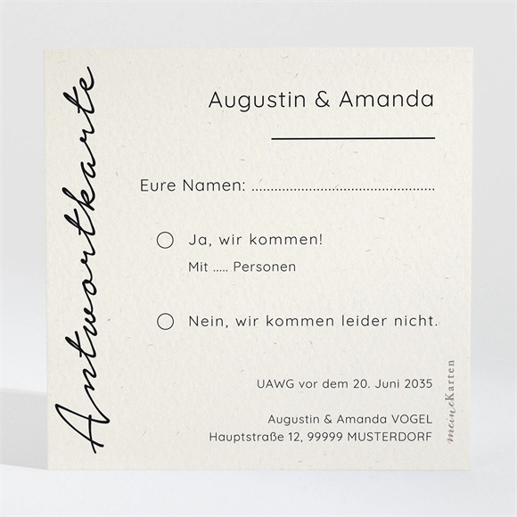 Antwortkarte Hochzeitsjubiläum Moderne Romantik ref.N300472