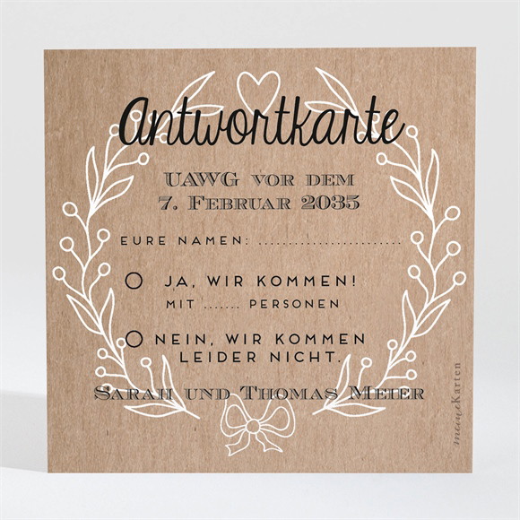 Antwortkarte Hochzeitsjubiläum Ornamente und Kraftpapier ref.N300488
