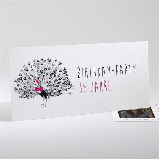 Geburtstagseinladung Verrückter Pfau