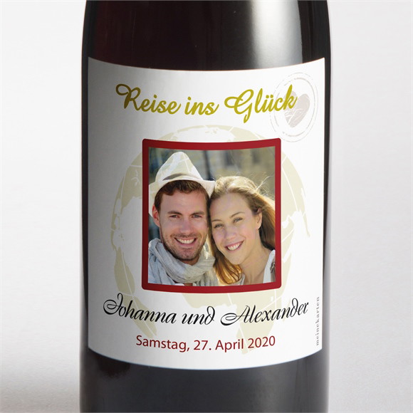 Flaschenetikett Hochzeit Reisepass der Liebe ref.N300547