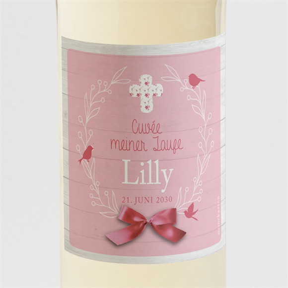 Flaschenetikett Taufe Rosa Schleife ref.N300568