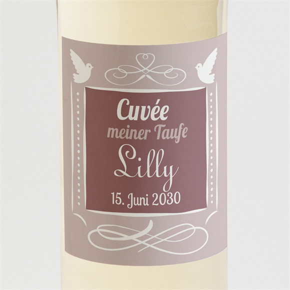 Flaschenetikett Taufe Rosa Patchwork ref.N300575