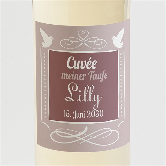 Flaschenetikett Taufe Rosa Patchwork