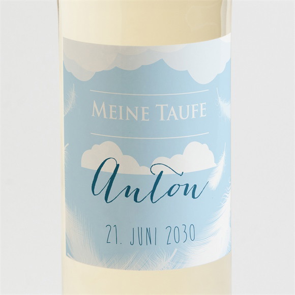 Flaschenetikett Taufe Zarte Federn ref.N300579
