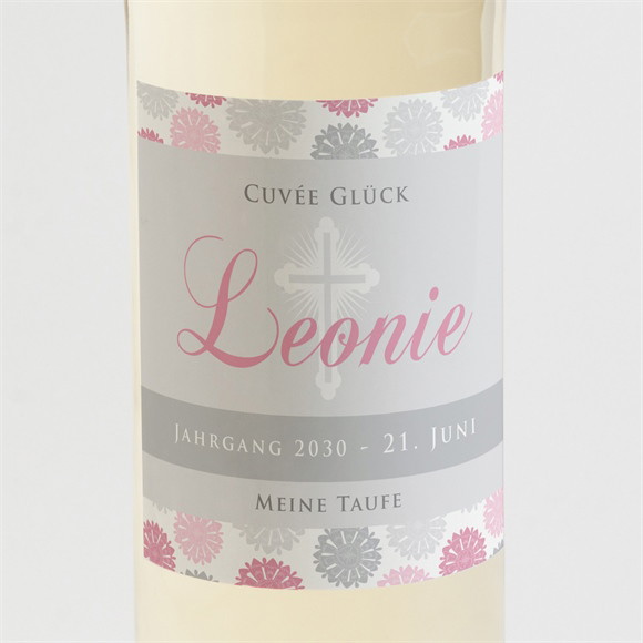 Flaschenetikett Taufe Blumen Feuerwerk ref.N300585