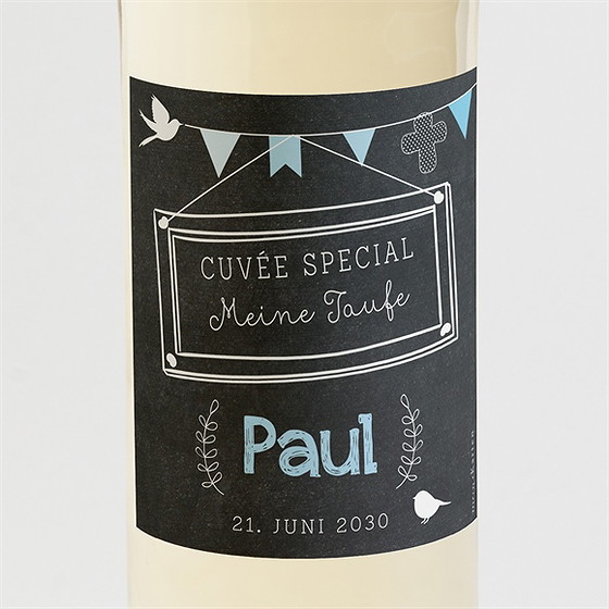 Flaschenetikett Taufe Kreidetafel Boy