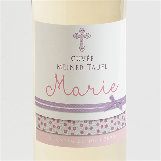 Flaschenetikett Taufe Girly