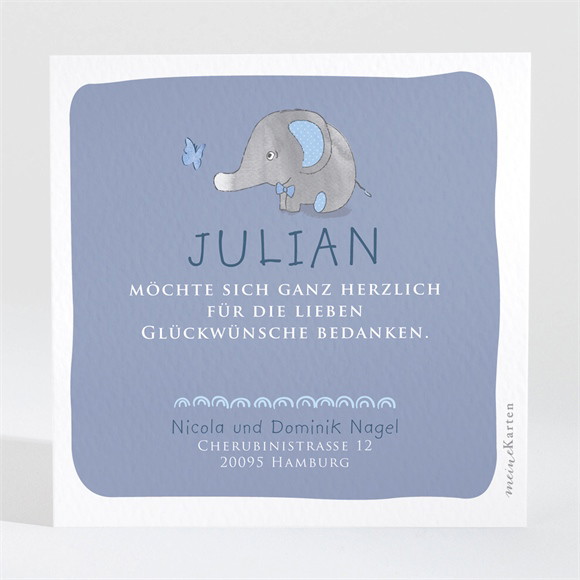 Dankeskarte Geburt Elefant ref.N300614