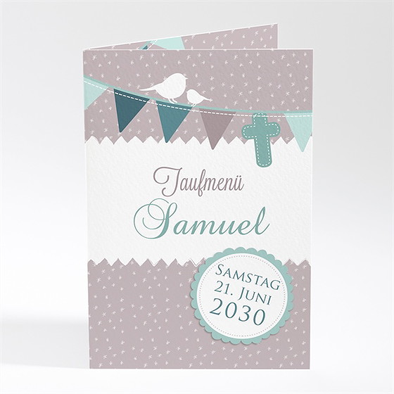 Menükarte Taufe Vogelgesang Junge