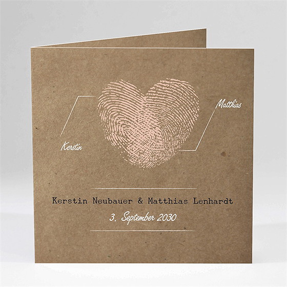 Hochzeitseinladung Herzabdruck
