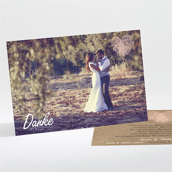 Dankeskarte Hochzeit Herzabdruck
