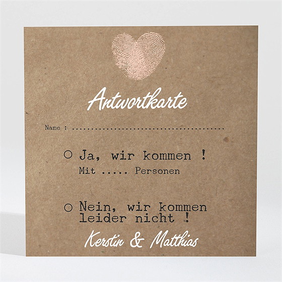 Antwortkarte Hochzeit Herzabdruck
