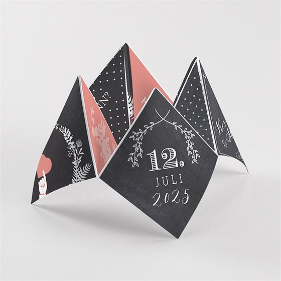 Hochzeitseinladung Retro Ausgefallen - Origami