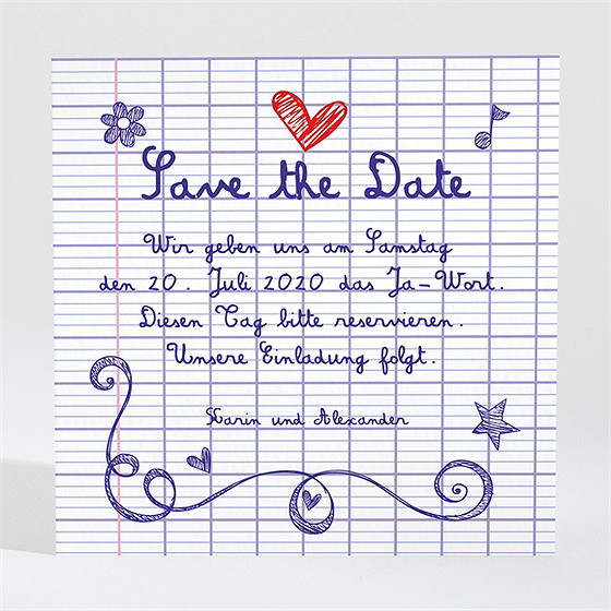 Save The Date Karte Schreibschrift