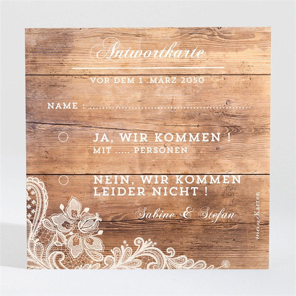 Antwortkarte Hochzeit Holzig ref.N300918