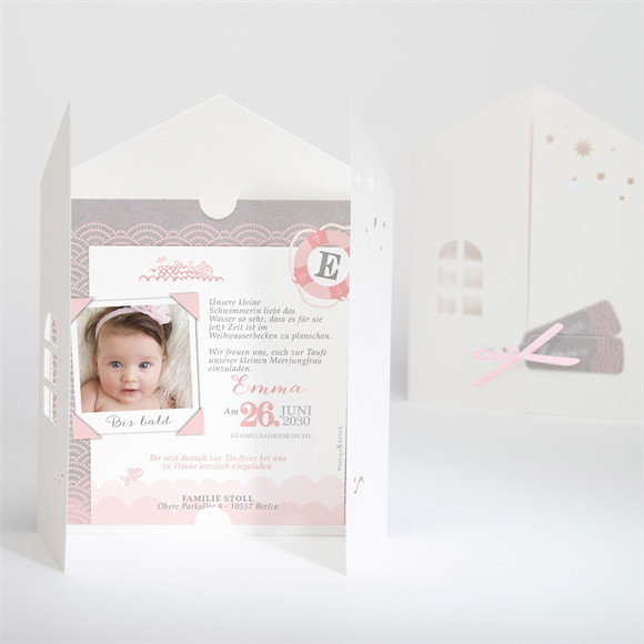 Einladung Taufe Matrose in Rosa ref.N91022