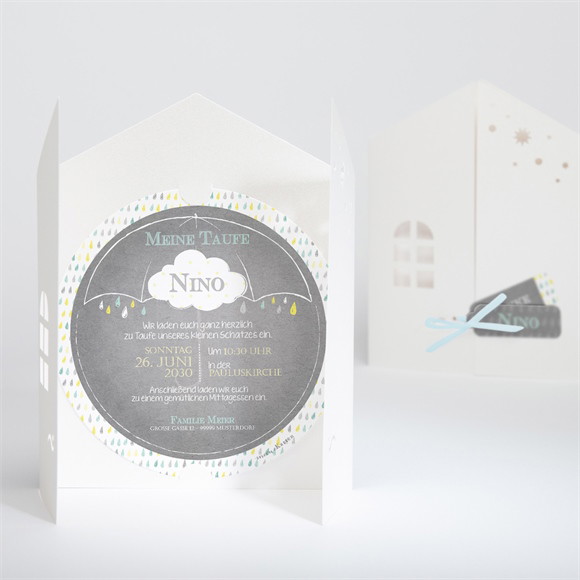 Einladung Taufe Glücksregen Junge ref.N90011