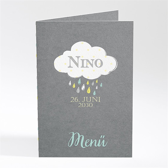 Menükarte Taufe glücksregen junge