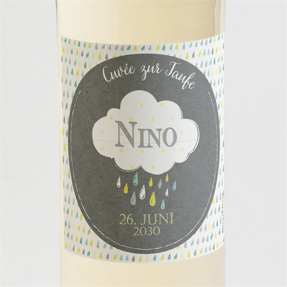 Flaschenetikett Taufe Glücksregen Junge ref.N3001098