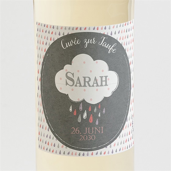 Flaschenetikett Taufe Glücksregen Mädchen