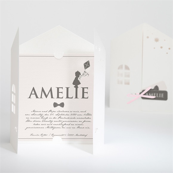 Einladung Taufe Silhouette Mädchen ref.N91024