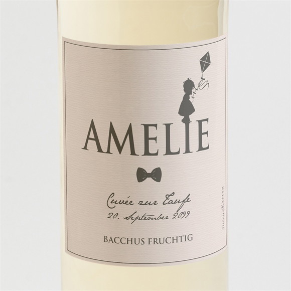 Flaschenetikett Taufe Silhouette Mädchen ref.N3001096