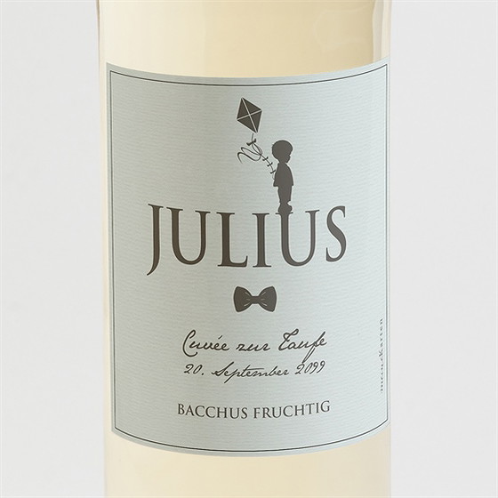 Flaschenetikett Taufe Silhouette Junge