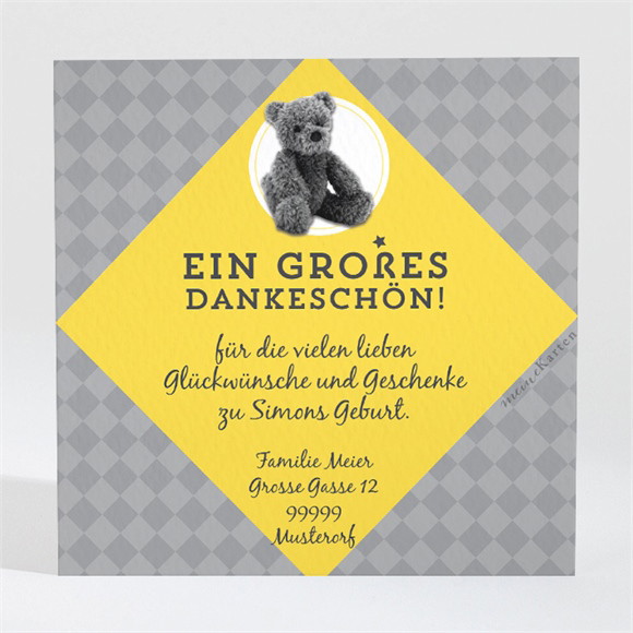 Dankeskarte Geburt Schwarz und Gelb ref.N3001143