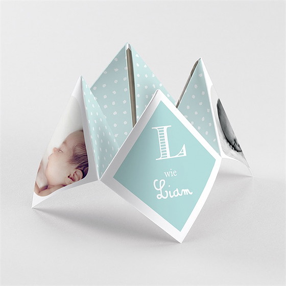 Geburtskarte Origami Zwillinge Jungen