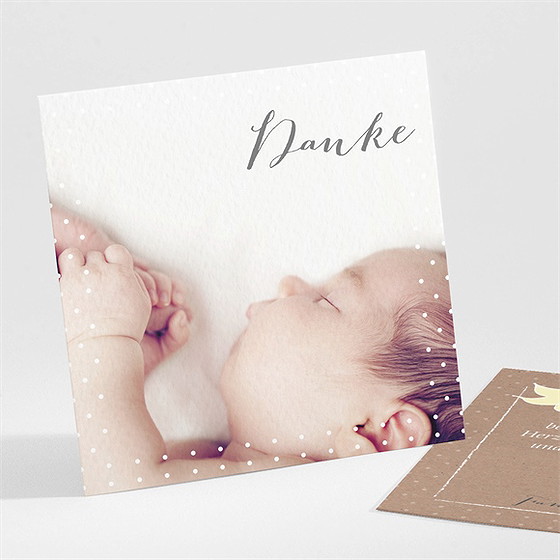 Dankeskarte Taufe pictos rund und kraft in gelb