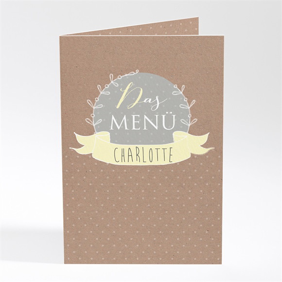 Menükarte Taufe Pictos rund und Kraft in Gelb ref.N401682