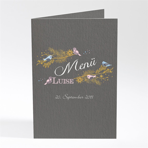 Menükarte Taufe Goldener Vogel Mädchen ref.N401684