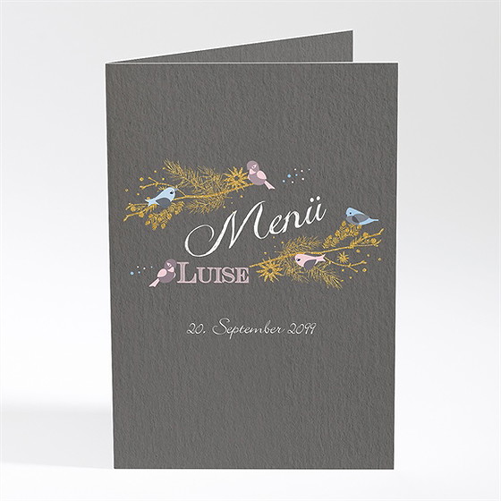 Menükarte Taufe goldener vogel mädchen