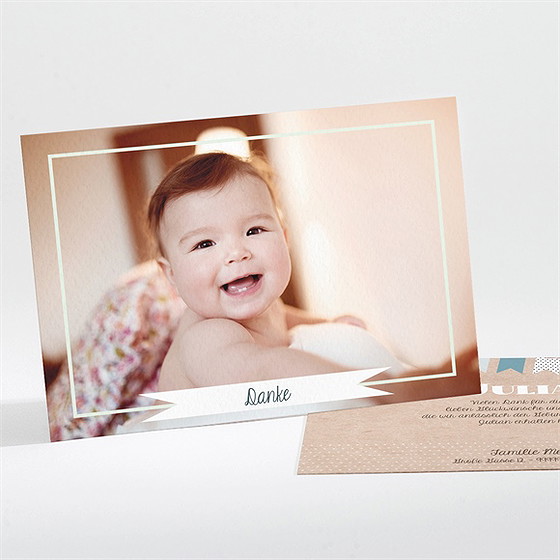 Dankeskarte Geburt Wimpelgirlande Auf Kraftpapier