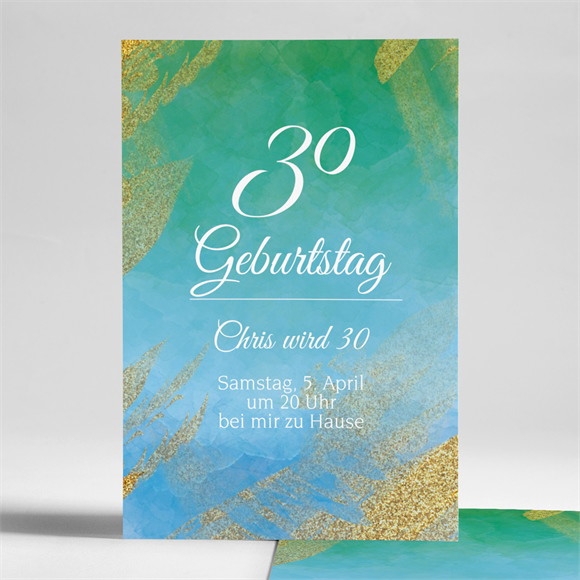 Geburtstagseinladung Fröhlich Funkelnd in Grünblau ref.N241120