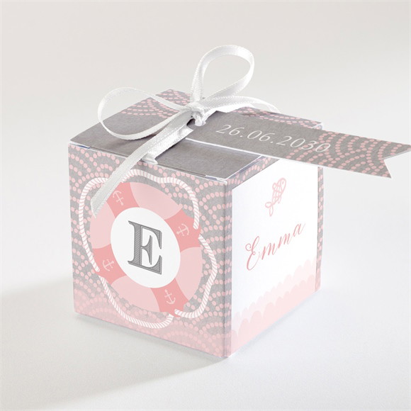 Geschenkbox Taufe Matrose in Rosa ref.N34014