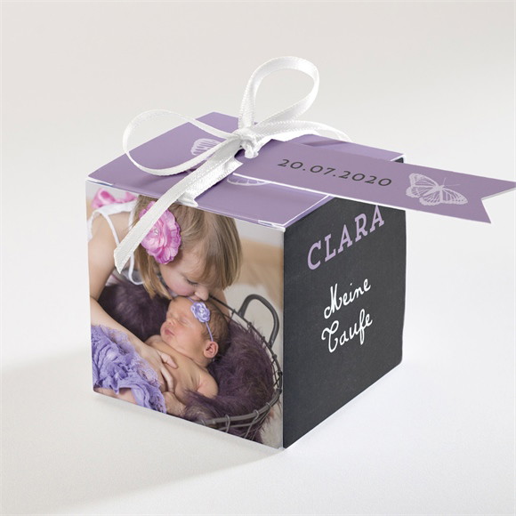 Geschenkbox Taufe Lila und Schwarz ref.N34037