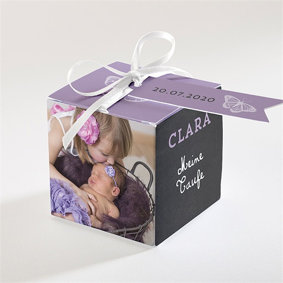 Geschenkbox Taufe Lila Und Schwarz