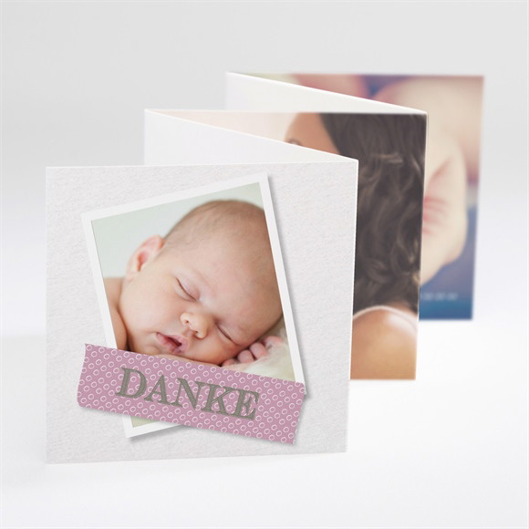 Dankeskarte Taufe Klebestreifen rosa ref.N800115