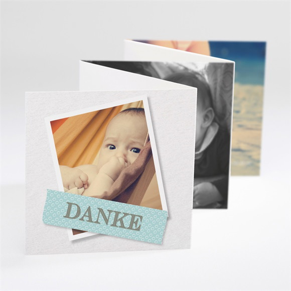 Dankeskarte Taufe Klebestreifen blau ref.N800116